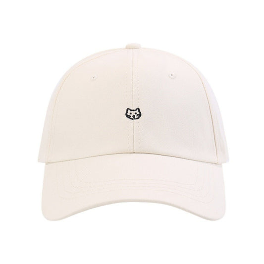 Embroidered Cat Face Baseball Cap with Curved Brim and Adjustable Strap