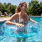 Clear Feather Inflatable Pool Ring with Blue Accent Fill
