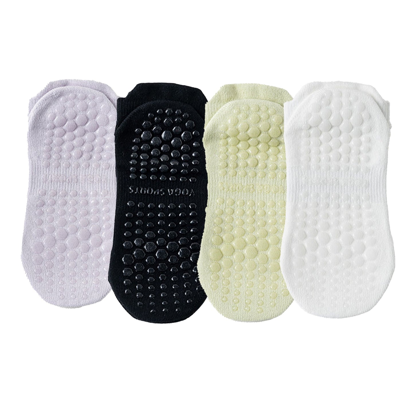 4-Pack Mesh Top Non-Slip Yoga Socks with Full Sole Grips and Breathable Lightweight Fabric