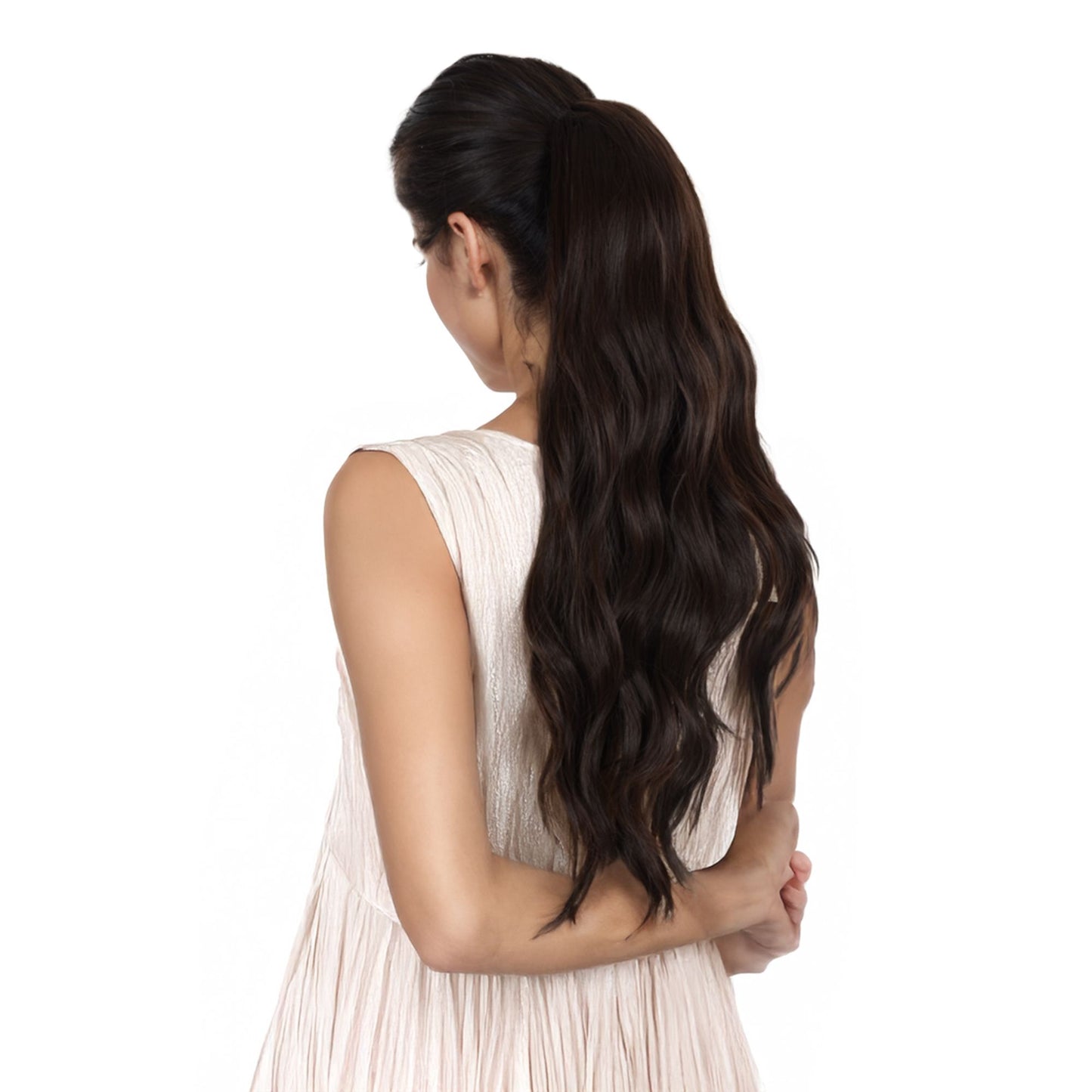 Long Drawstring Ponytail Hair Extension Wave 22 Inch Synthetic Fake Layered Pony Tail Hairpieces for Women