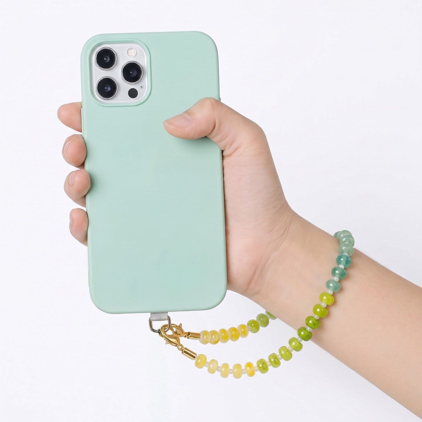 Beaded Phone Wrist Strap with Detachable Clasps