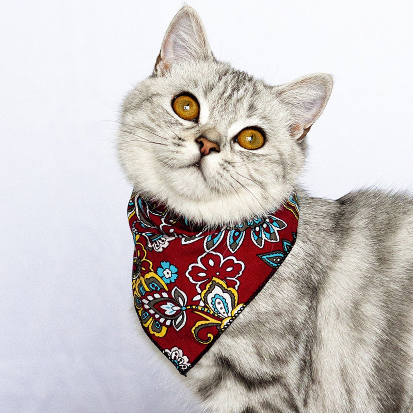 Paisley Floral Pet Bandana Scarf Bohemian Neckerchief for Cats and Dogs Bib