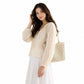Woven Shoulder Bag with Cutout Design Soft Faux Leather Feel Tote and Inner Pouch