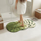 Tufted Floor Mat with Tropical Leaf Pattern Non Slip Backing Soft Plush Decorative Indoor Entryway Bathroom Rug