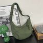 Corduroy Crescent Crossbody Bag with Adjustable Strap and Zip Pockets