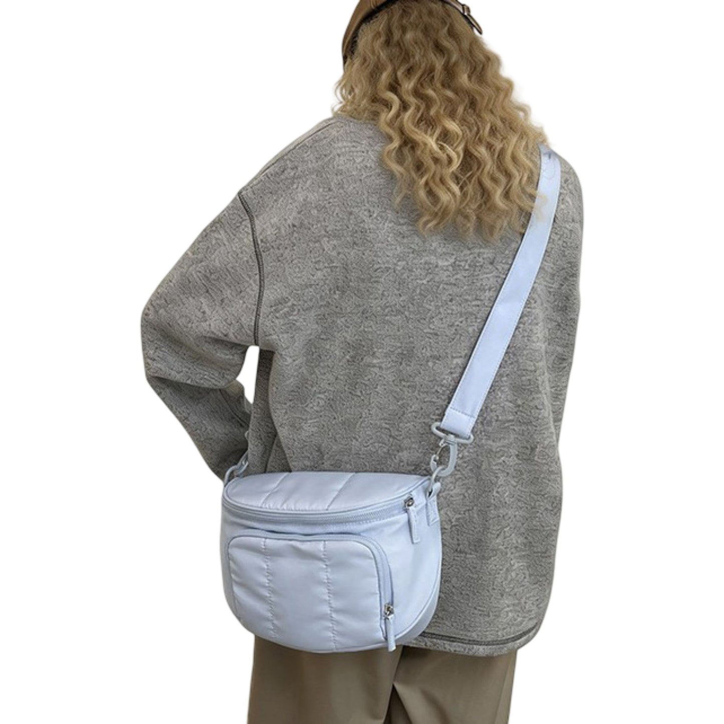 Crossbody Shoulder Bag with Multiple Zip Pockets and Adjustable Strap