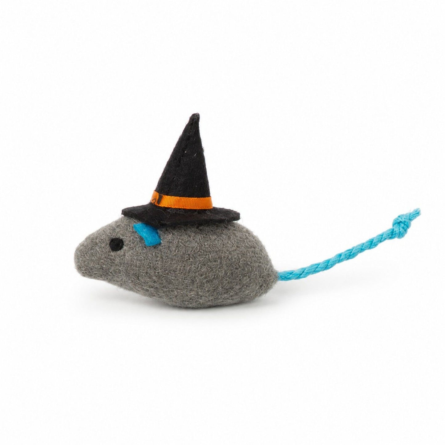 Halloween Witch Mouse Cat Toy with Soft Plush Body and Rope Tail