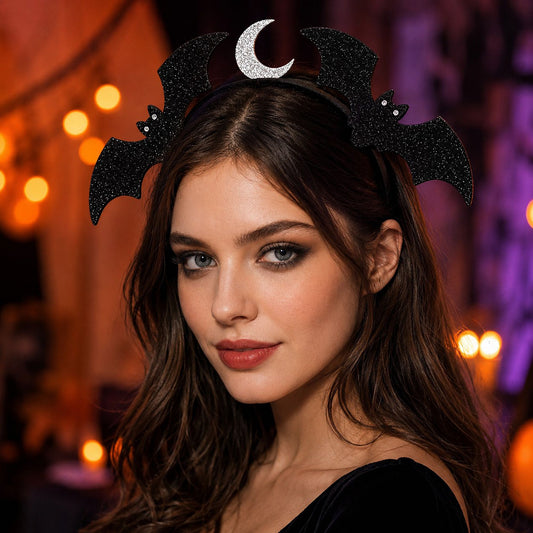 5pc Halloween Bat and Moon Headband Set in Assorted Colors