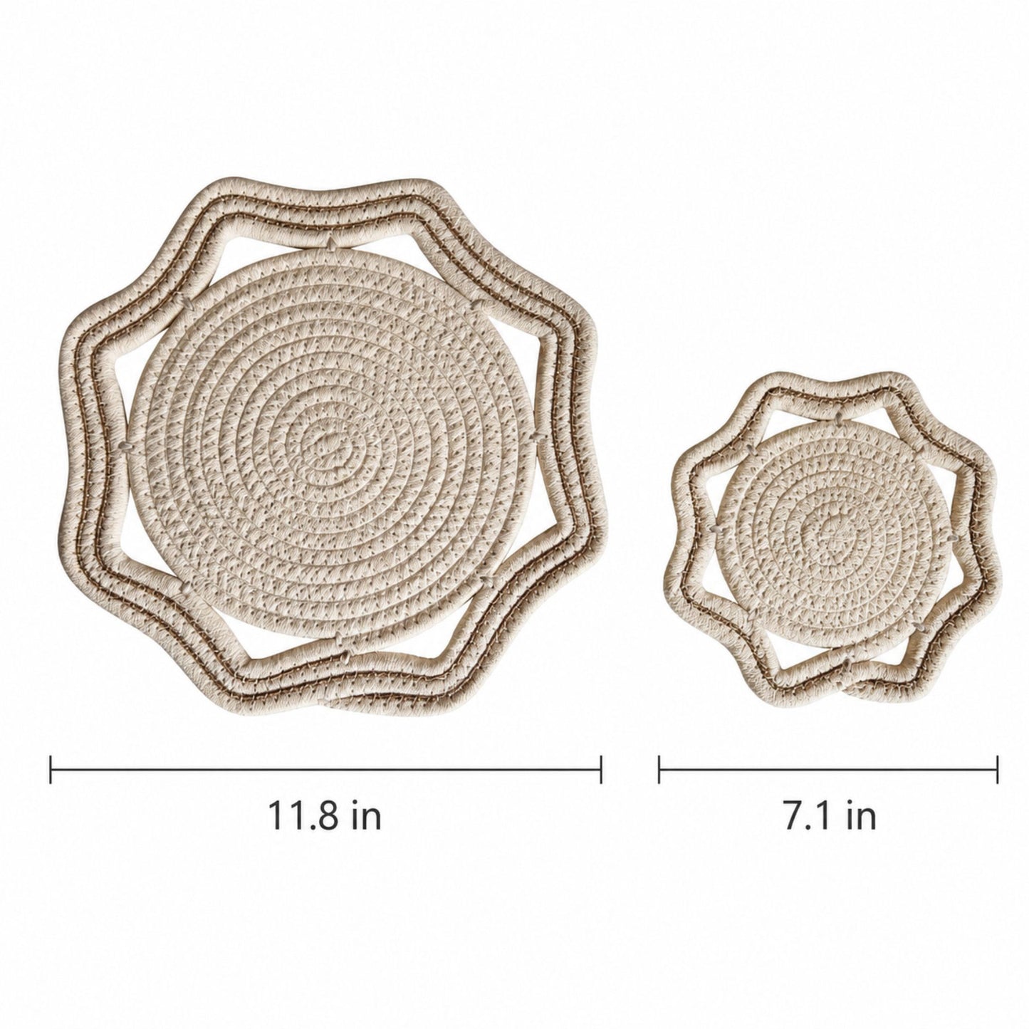 Woven Cotton Cord Octagonal Placemat and Coaster 2-Piece Set