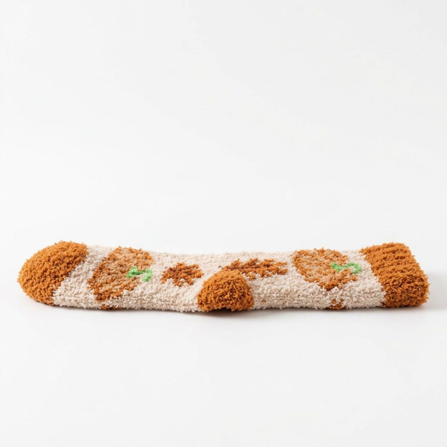 Fuzzy Pumpkin Crew Socks 2 Pair US 5-10.5