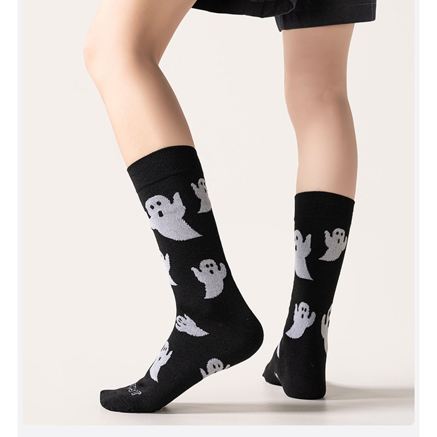 Halloween Ghost Crew Socks 3 Pair Pack Novelty Pattern