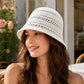 Crochet Bucket Hat Open Knit Brim Lightweight Packable Summer Beach Hat