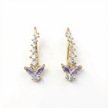 Butterfly Crystal Earrings with Graduated Stone Accents and Delicate Winged Design for a Sparkling Feminine Elegant Look