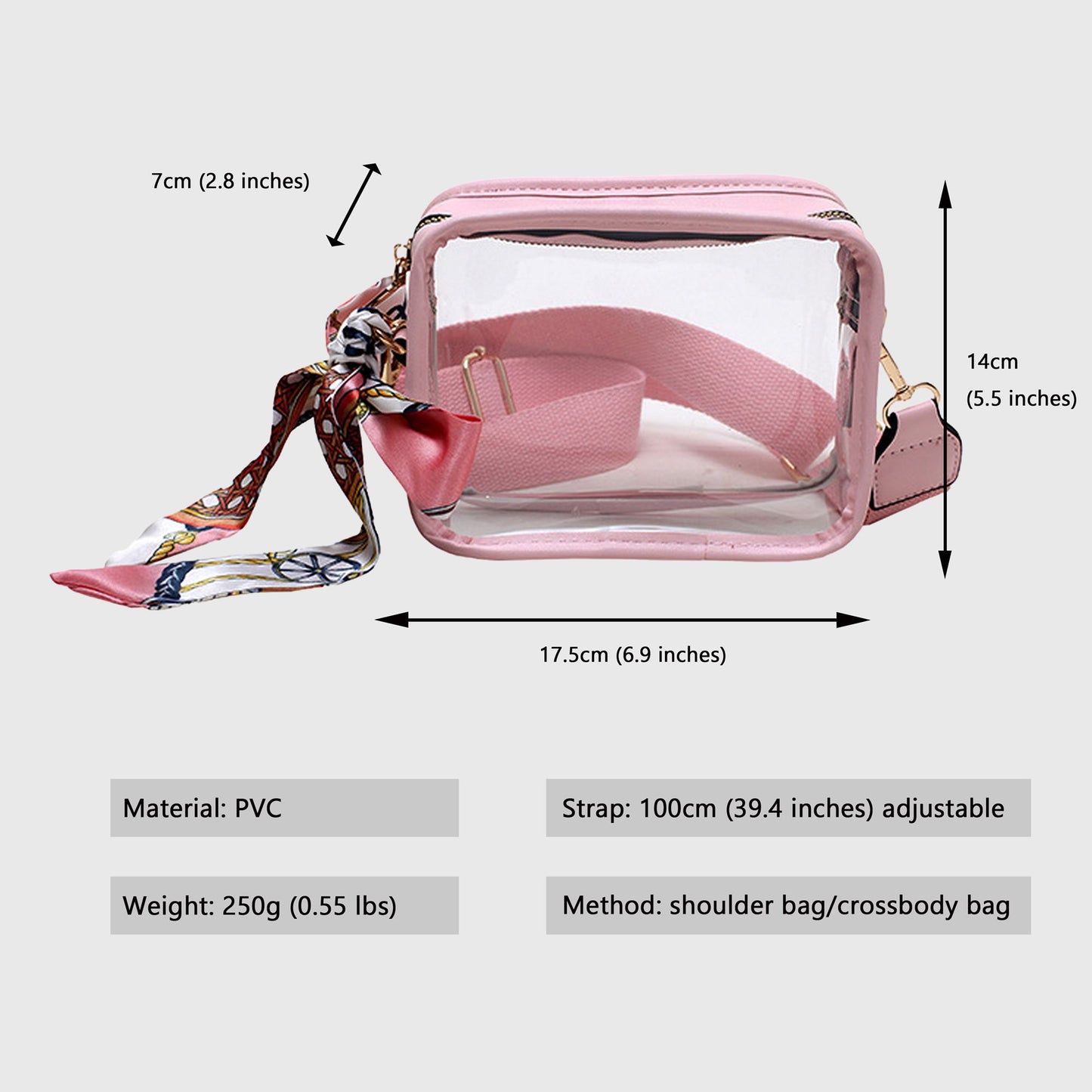 Women's Chic Transparent Crossbody & Messenger Bags with Decorative Scarf