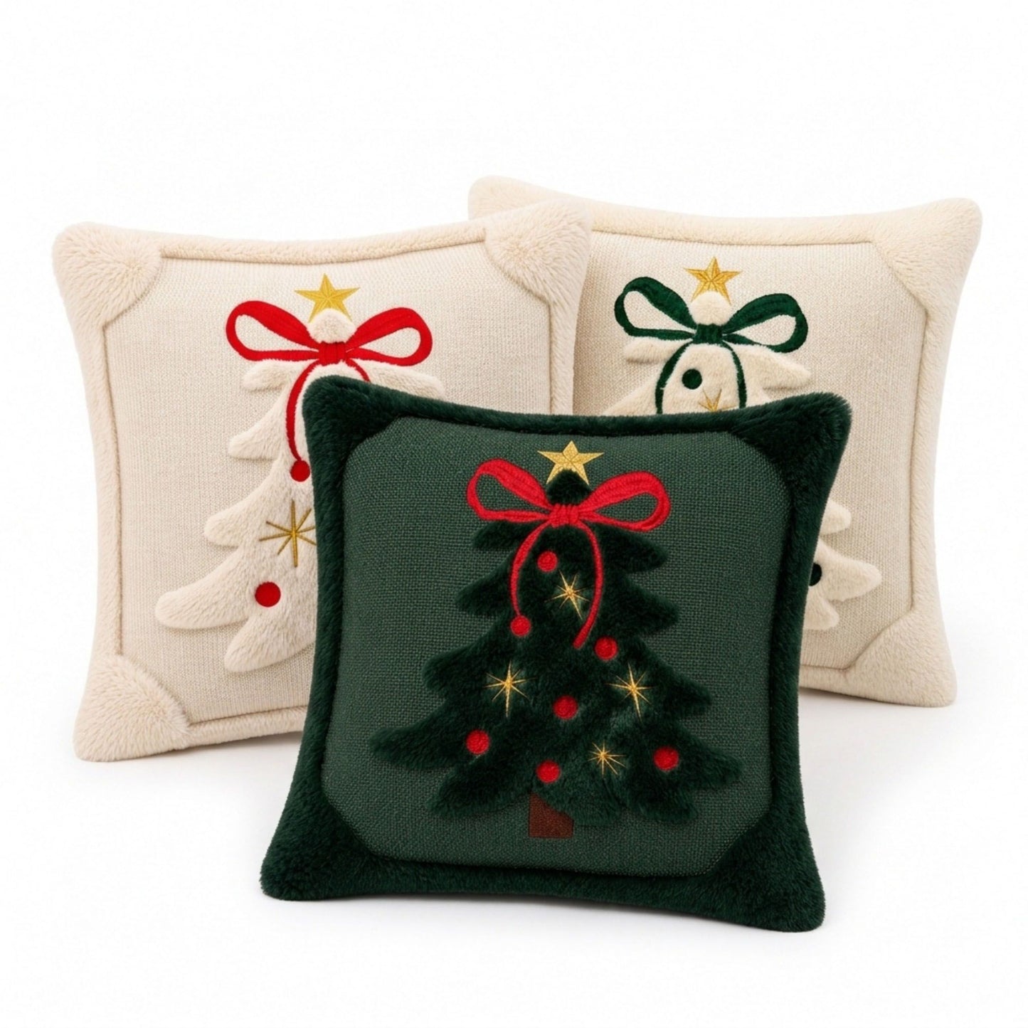 2pc Christmas Tree Plush Pillow Covers 17.7 x 17.7 in