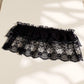 Ruffled Lace Overlay Waist Belt with Scalloped Hem and Ribbon Tie 45.5in