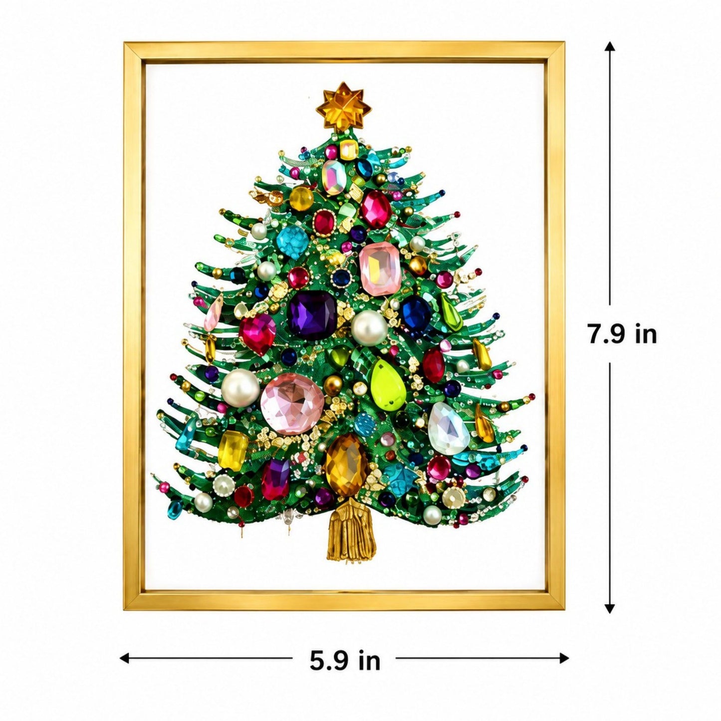 DIY Jeweled Christmas Tree Art Kit with Frame and Craft Supplies
