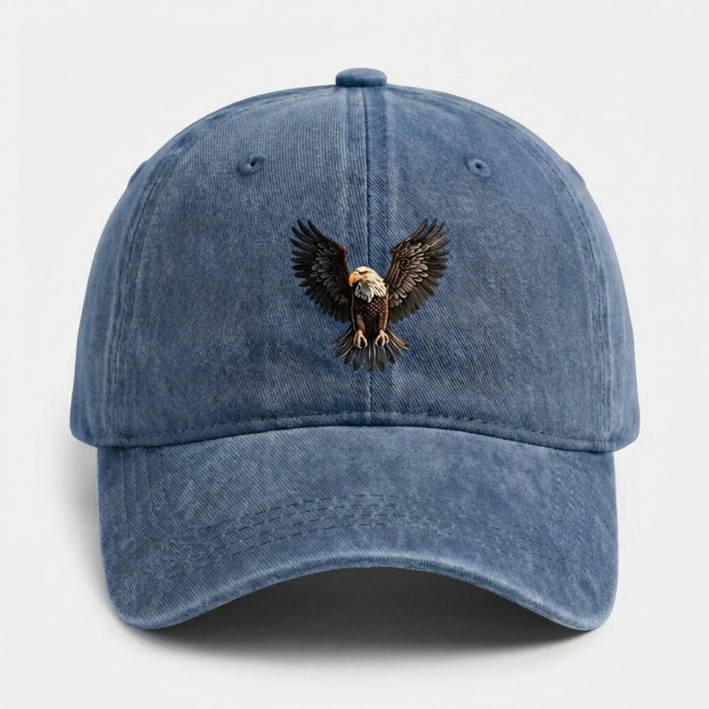 Cotton Baseball Cap with Eagle Embroidery Adjustable Strap Casual Everyday Hat