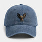 Cotton Baseball Cap with Eagle Embroidery Adjustable Strap Casual Everyday Hat