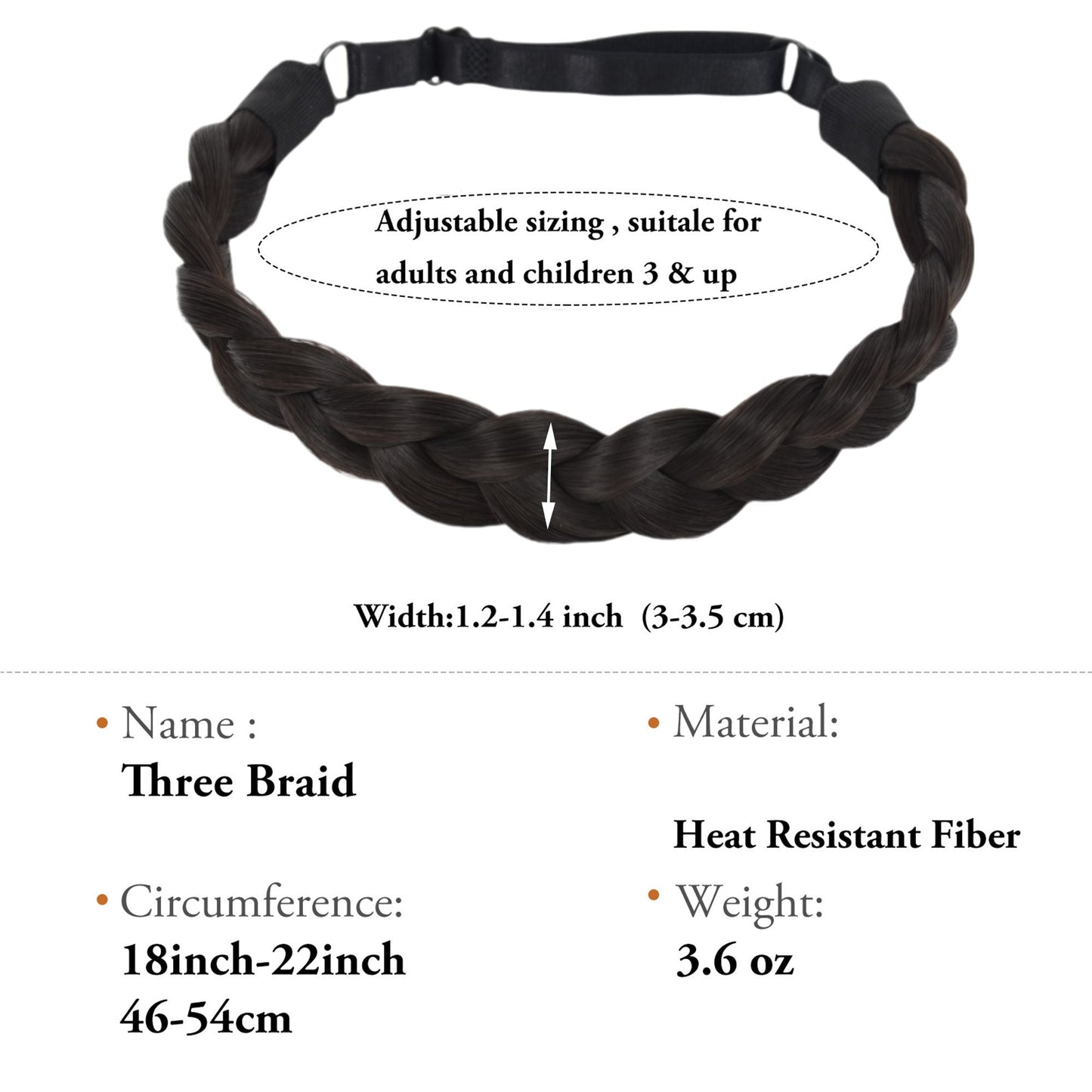 Adjustable Handmade Braided Wig Headband with Fishbone Braid for Women