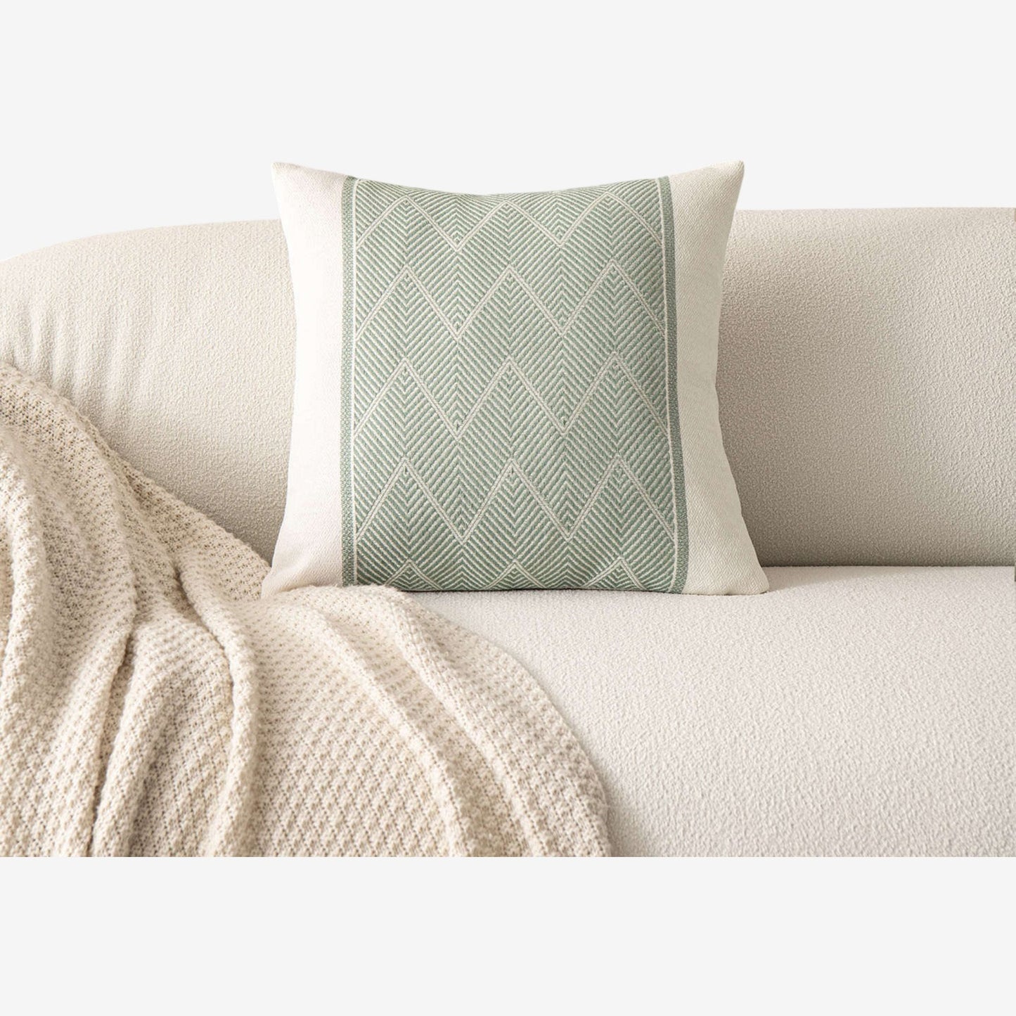 Decorative Throw Pillow Cover 17.7*17.7in Soft Cotton Fabric, Modern Chevron Pattern