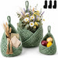Woven Cotton Rope Hanging Basket Set Wall Storage Organizer with Hooks