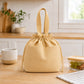 Insulated Drawstring Lunch Bag with Front Pockets Reusable Lunch Tote