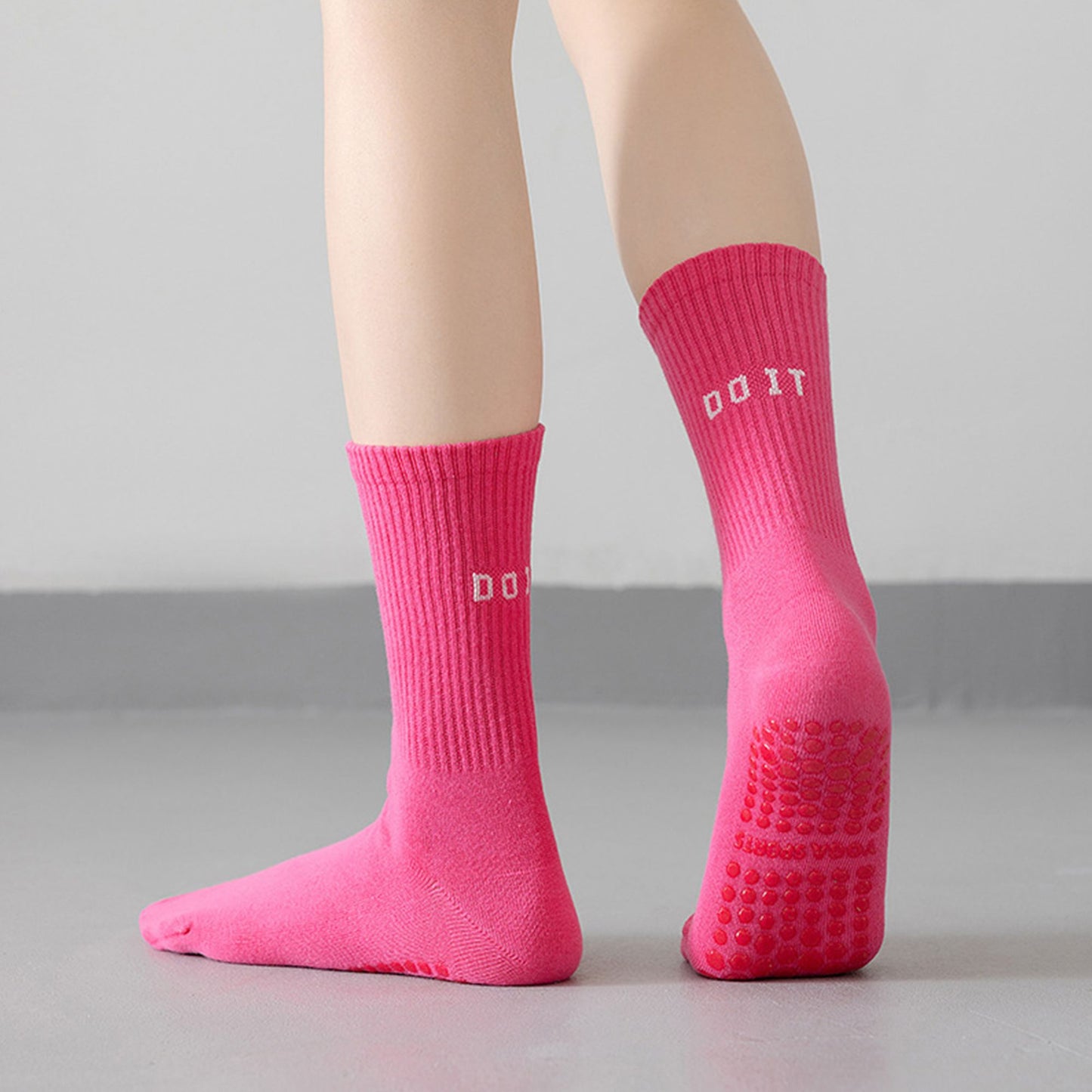 3 Pair Combo Sale Anti Slip Crew Socks with Grip Soles and Ribbed Cuffs in Multiple Color Options