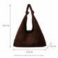 Large Suede Look Hobo Shoulder Bag with Knotted Strap and Magnetic Closure