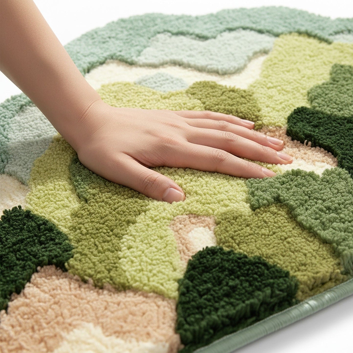 Tufted Floor Mat with Abstract Nature Pattern Non Slip Backing Soft Plush Decorative Indoor Entryway Bathroom Rug