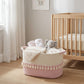 Rope Storage Basket with Tassel Trim and Handles