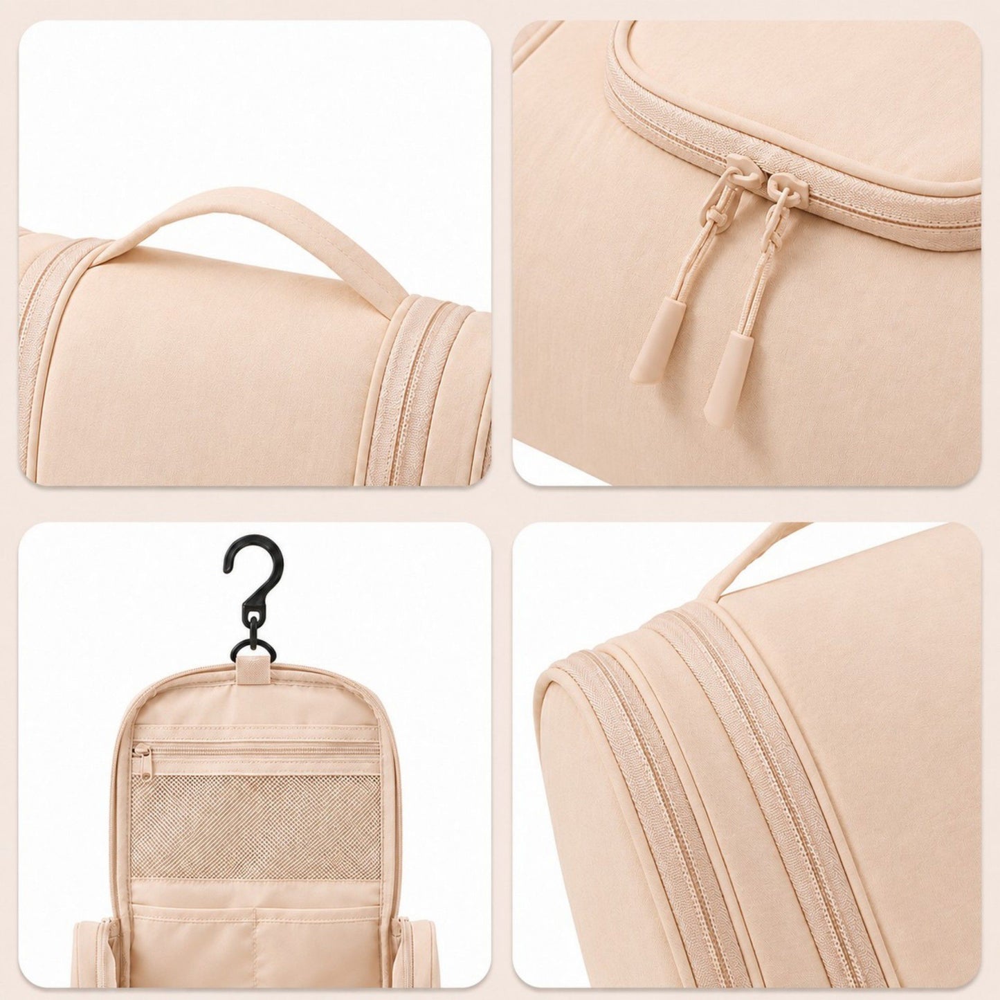 Hanging Toiletry Bag Travel Cosmetic Organizer with Mesh Pockets Side Compartments and Carry Handle