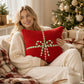 Christmas Bow Throw Pillow Cover Square Plush Decorative Cushion Cover