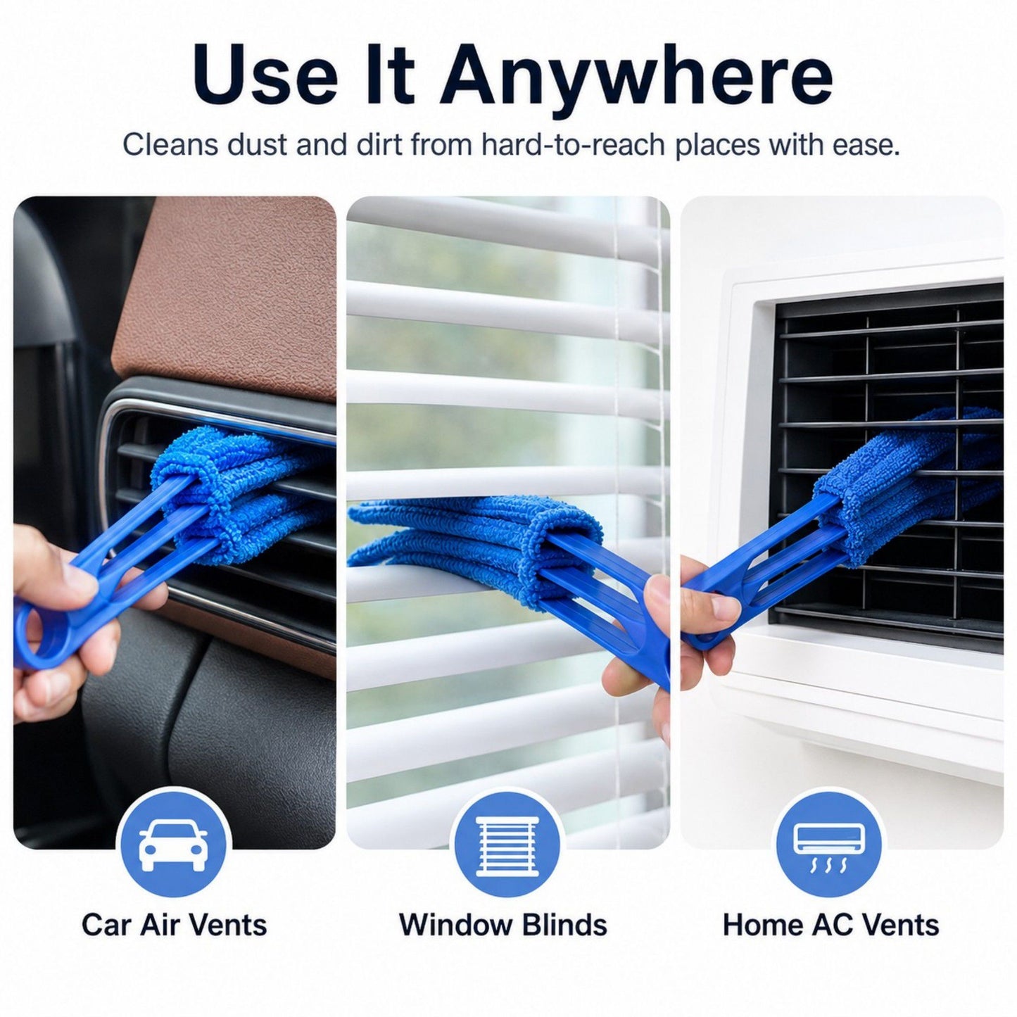 5-Piece Microfiber Blind Duster Set with Multi-Prong Handles for Vents, Blinds and Car Interiors