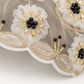 Floral Beaded Mesh Cloche Cap with Scalloped Trim