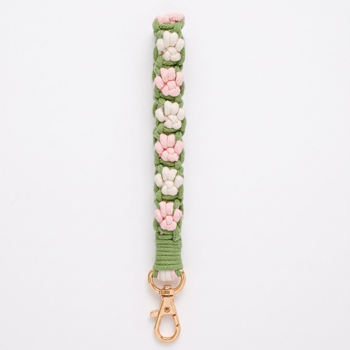 Floral Braided Wrist Strap with Swivel Clasp