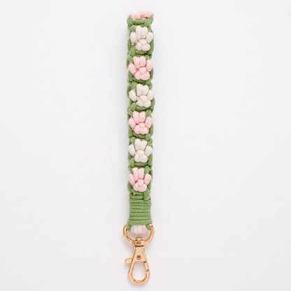 Floral Braided Wrist Strap with Swivel Clasp