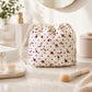 Quilted Drawstring Makeup Bag Large Capacity Portable Cosmetic Organizer Pouch