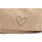 Heart Embroidered Newsboy Cap Textured Baker Boy Hat
