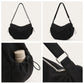 Crescent Crossbody Shoulder Bag with Side Pockets and Adjustable Strap
