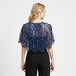 Sequin Mesh Capelet Cover Up with Scalloped Trim