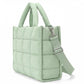 Quilted Puffer Tote Bag with Top Handles and Adjustable Crossbody Strap 11x10x5.5in