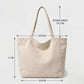 Herringbone Tote Bag with Shoulder Handles and Inner Pocket