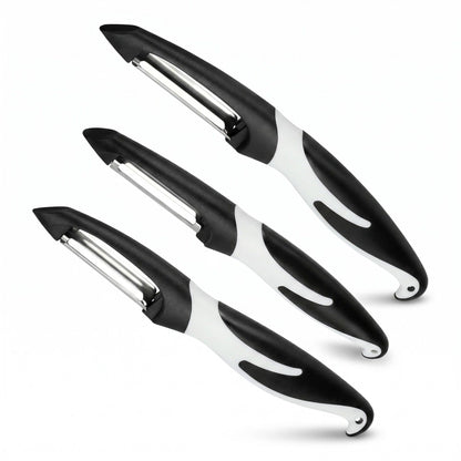 3-Piece Kitchen Peeler Set with Ergonomic Handles and Stainless Steel Blades
