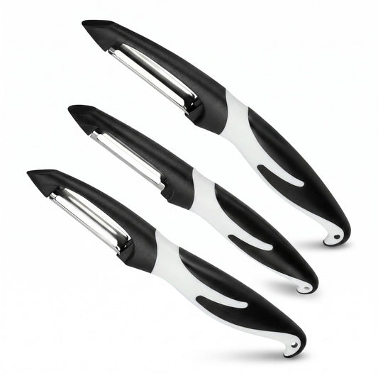 3-Piece Kitchen Peeler Set with Ergonomic Handles and Stainless Steel Blades