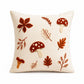 Mushroom Leaf Embroidered Throw Pillow Cover Square Decor