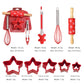 Christmas Baking Tool Set with Rolling Pin Whisk Tongs and Cookie Cutters