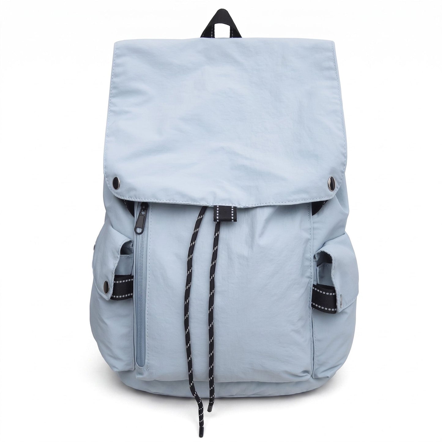 Canvas Flap Backpack with Drawstring Closure Side Pockets and Adjustable Shoulder Straps