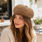 Heart Embroidered Newsboy Cap Textured Baker Boy Hat
