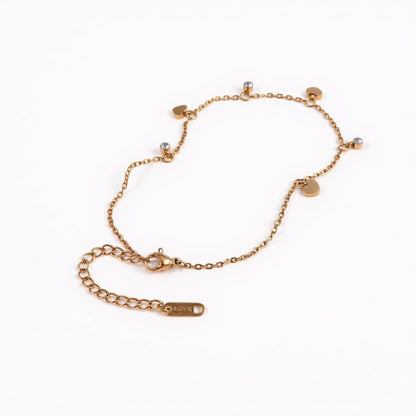 Dainty Heart Charm Anklet with Delicate Chain and Mini Accent Droplets for a Soft Feminine Touch and Lightweight Everyday Shine